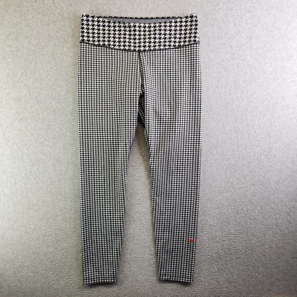 Nike Leggings Womens Large Black White Houndstooth One Icon Clash 7/8 Length - Picture 1 of 14